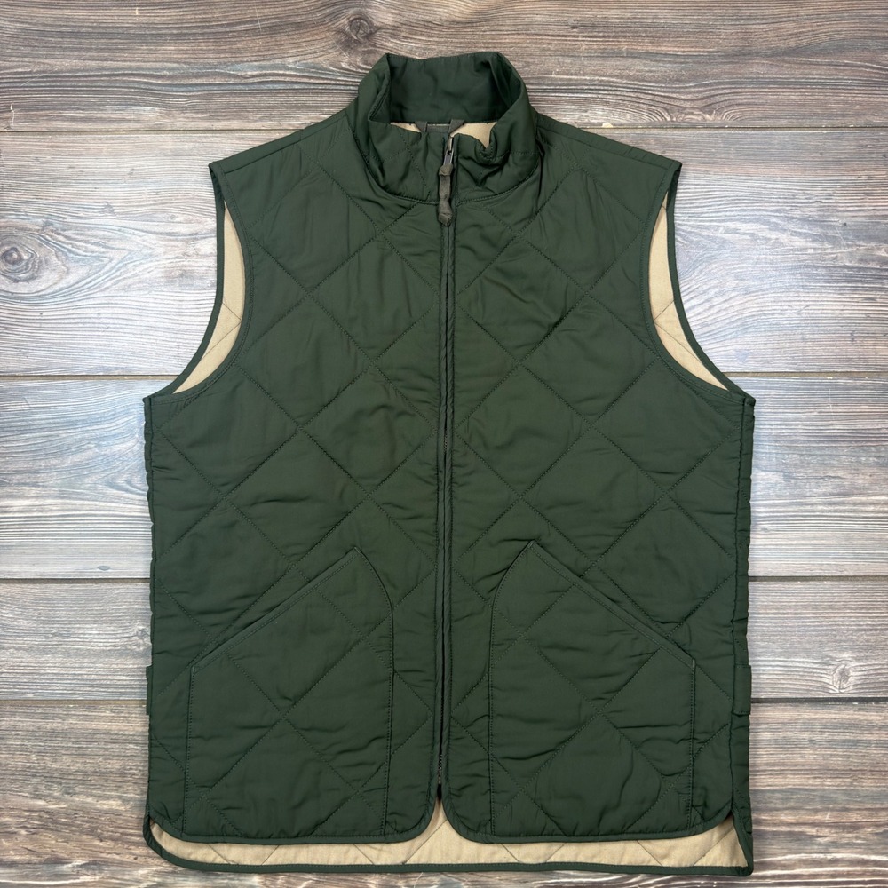 J.Crew Mercantile Mens Size Small Quilted Vest Green Full Zip 47752 NWOT